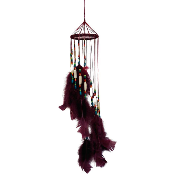 Burgundy Feather Wall Hanging - East Meets West USA
