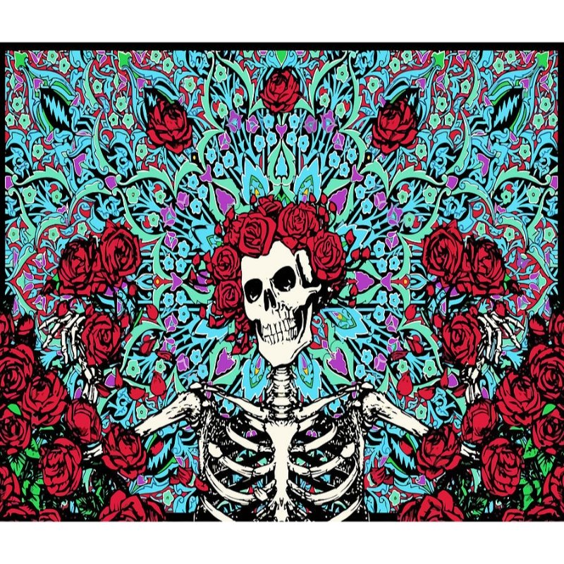 Grateful Dead Skeleton and Roses Tapestry