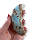 134g Caribbean Calcite Crescent Moon Carving