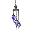 Blue Mosaic 3 Tier Chandelier Turkish Lamp