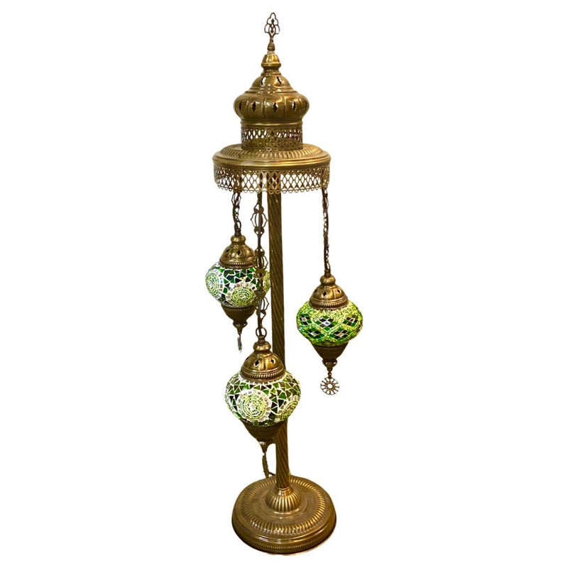 Green Mosaic 3 Tier Chandelier Floor Turkish Lamp