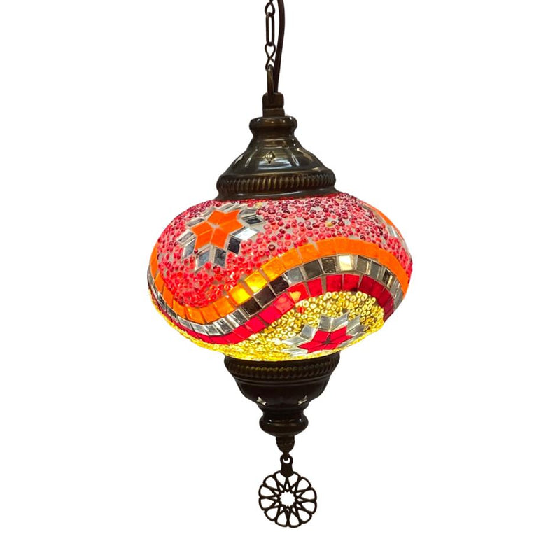 Orange Mosaic Chandelier Turkish Lamp