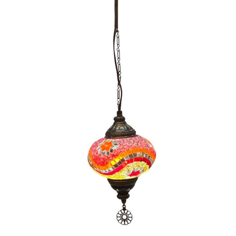 Orange Mosaic Chandelier Turkish Lamp