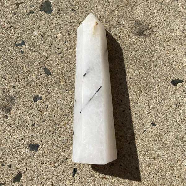 572g Tourmaline in Quartz Crystal Point for Energy Cleansing - East Meets West USA