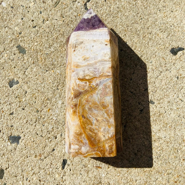 590g Amethyst Lace Agate Crystal Tower for Soothing Energy - East Meets West USA