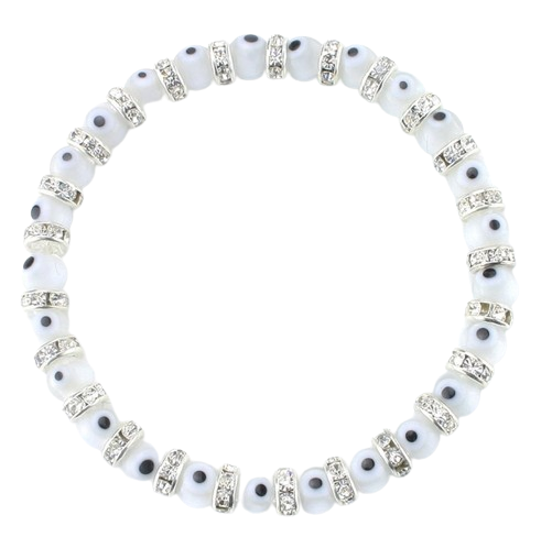 5MM White Glass Turkish Evil Eye Stretch Bracelet