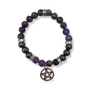 Amethyst & Hematite Bracelet w/ Pentacle Charm