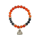 Carnelian & Black Onyx Bracelet w/Buddha Charm