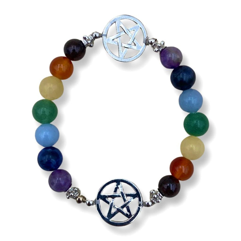 8MM Chakra Pentacle Bracelet for Alignment