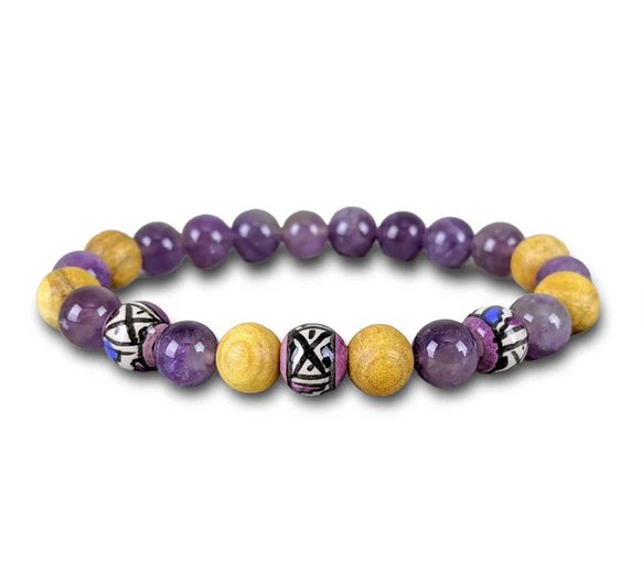 8MM Palo Santo & Amethyst Bracelet - East Meets West USA