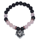 Rose Quartz & Lava Stone Bracelet w/ Heart Charm