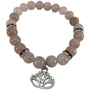 Rose Quartz & Strawberry Quartz Bracelet w/ Lotus Charm