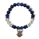 8MM Sodalite & Clear Quartz Bracelet w/ Angel Charm