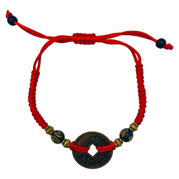 Adjustable Red String Lucky Coin Bracelet - East Meets West USA