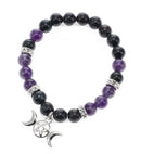 Amethyst & Nuumite Bracelet w/ Triple Moon Charm - East Meets West USA