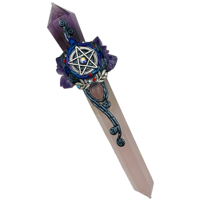 Amethyst/Rose Quartz Pentagram Athame - East Meets West USA