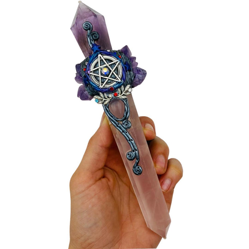 Amethyst/Rose Quartz Pentagram Athame - East Meets West USA