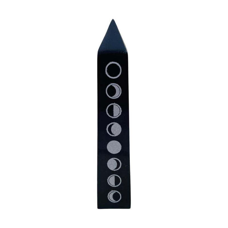 Black Soapstone Moon Phase Obelisk - East Meets West USA