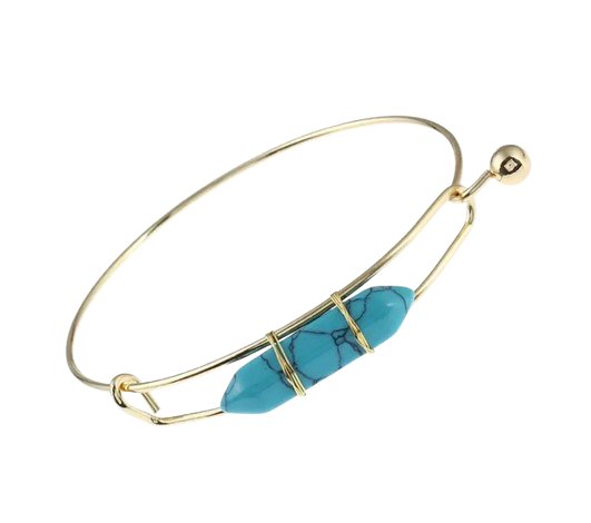 Blue Howlite Double Terminated Point Bangle for Anxiety - East Meets West USA