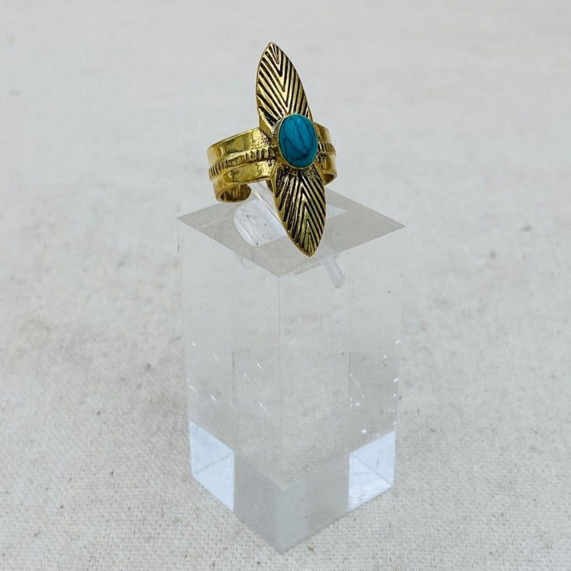 Blue Howlite Isis Wing Crystal Ring