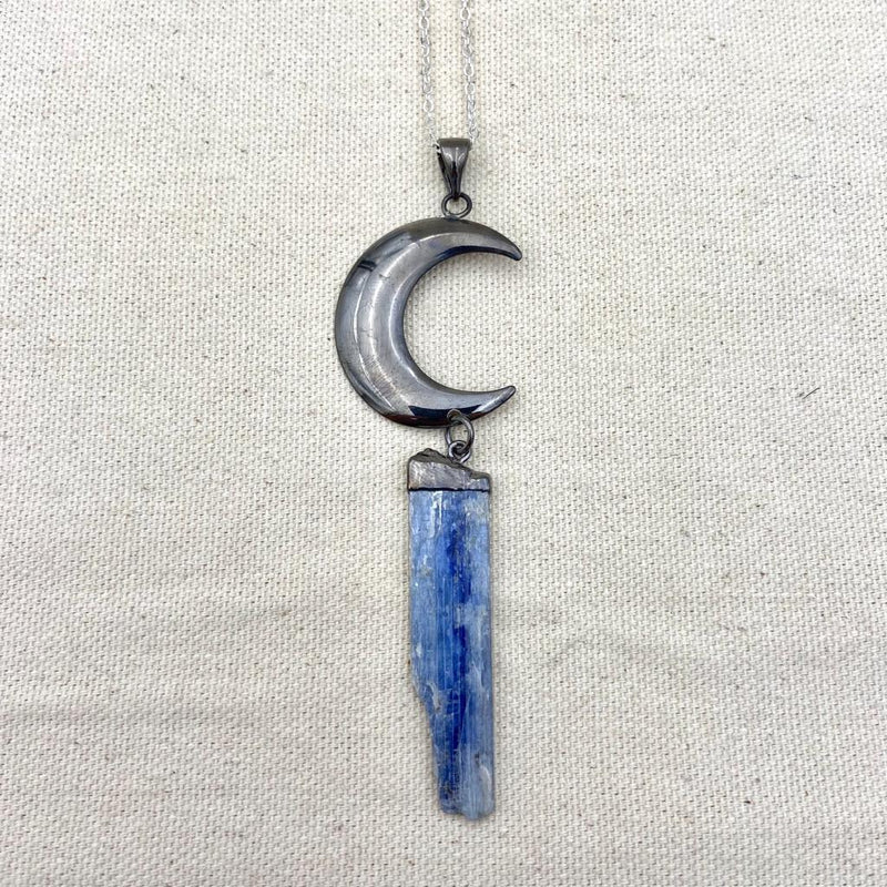 Blue Kyanite Crescent Moon Necklace