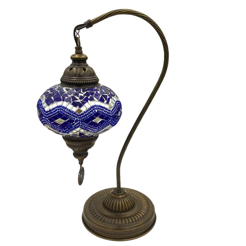 Blue Mosaic Half Heart Table Top Turkish Lamp - East Meets West USA