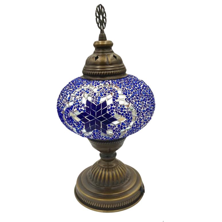 Blue & White Mosaic Table Top Turkish Lamp - East Meets West USA