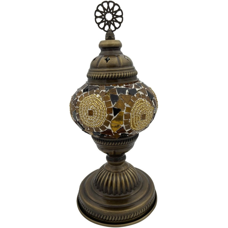 Brown Mosaic Table Top Turkish Lamp - East Meets West USA