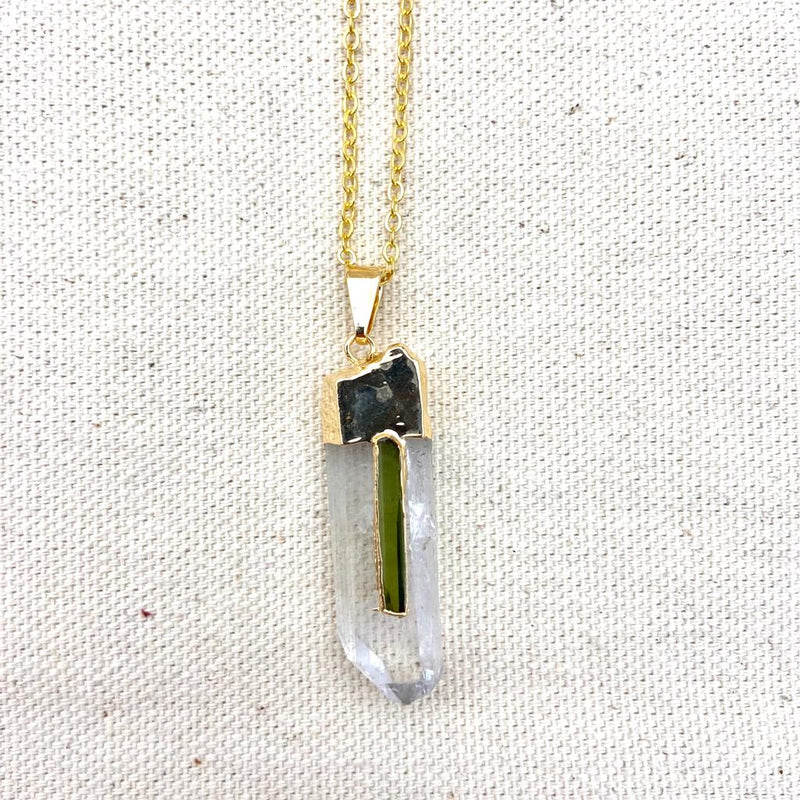 Clear Quartz w/ Black Tourmaline Point Necklace - East Meets West USA