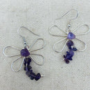 Amethyst Crystal Chip Dragonfly Earrings 