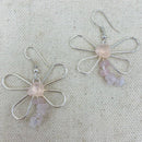 Rose Quartz Crystal Chip Dragonfly Earrings 