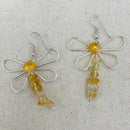 Citrine Crystal Chip Dragonfly Earrings 