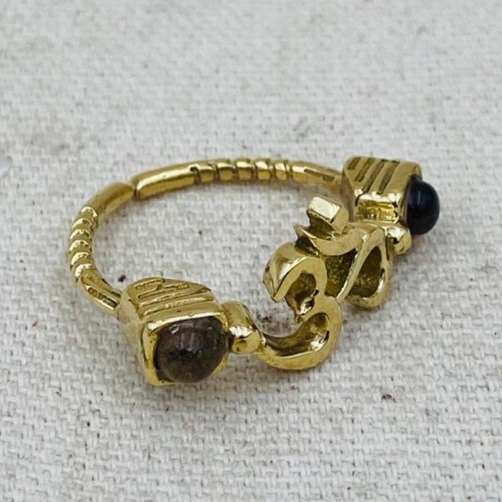 Tiger Eye Crystal Om Ring