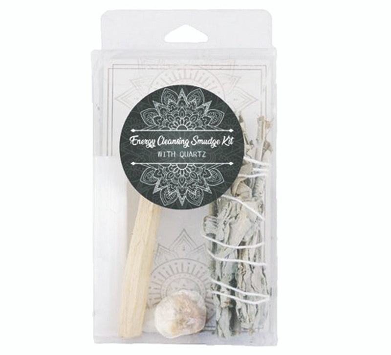 Energy Cleansing Smudge Kit w/ Clear Quartz