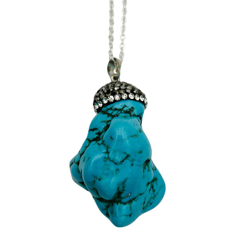 Faceted Cap Turquoise Nugget Necklace - East Meets West USA