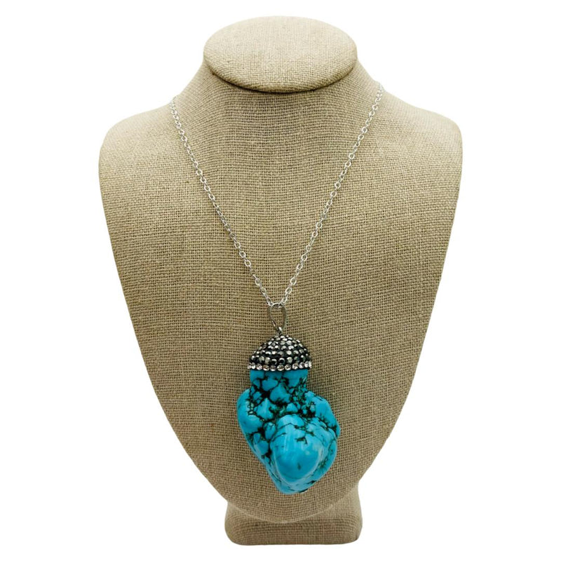 Faceted Cap Turquoise Nugget Necklace - East Meets West USA