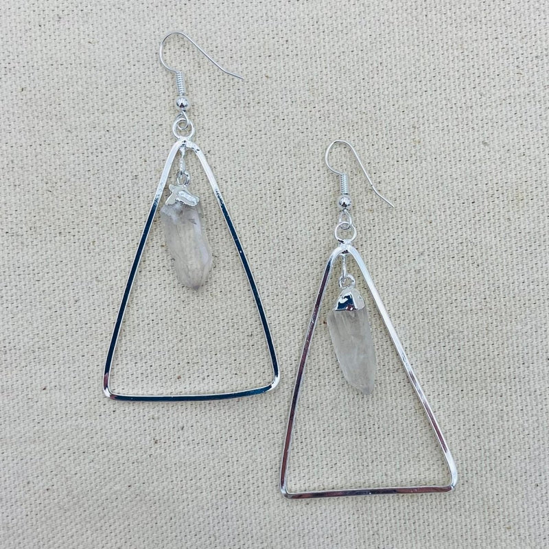 Geometric Crystal Point Dangle Earrings - East Meets West USA