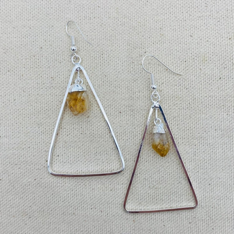 Geometric Crystal Point Dangle Earrings - East Meets West USA