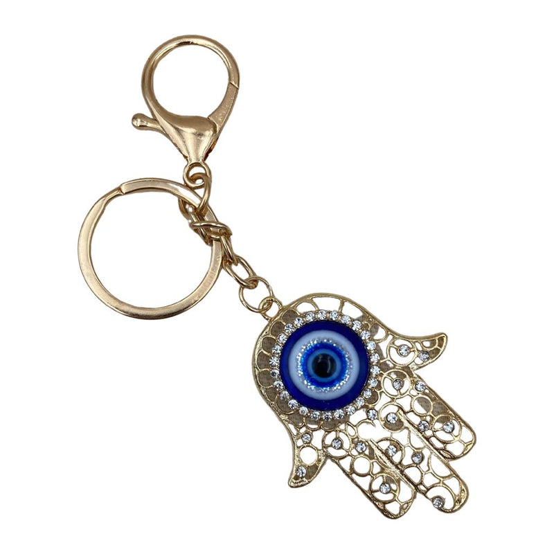 Gold Evil Eye Hamsa Keychain