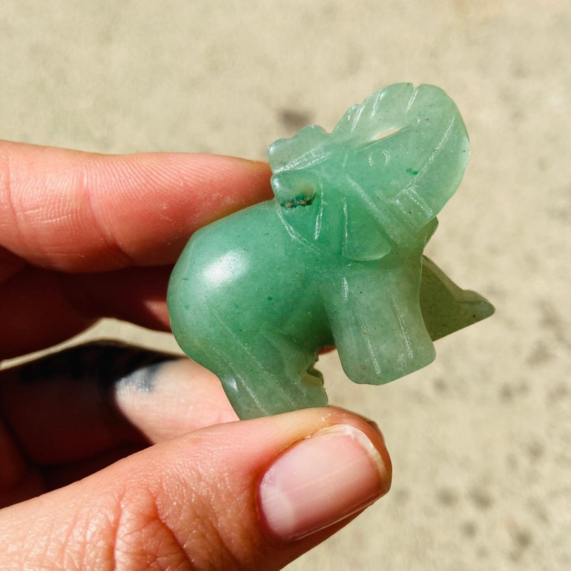 Green Aventurine Elephant Carving - East Meets West USA