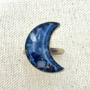 Sodalite Crystal Crescent Moon Ring