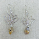 Citrine Wire Wrapped Lotus Earrings 