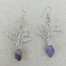 Amethyst Wire Wrapped Lotus Earrings 