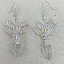Clear Quartz Wire Wrapped Lotus Earrings 