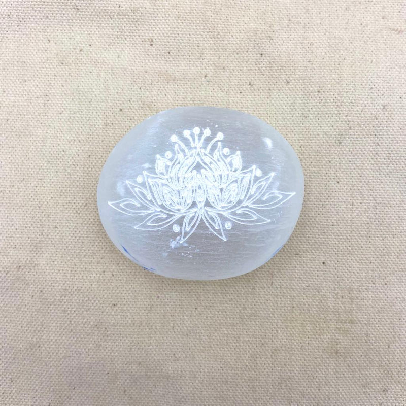 Lotus Flower Selenite Palm Stone