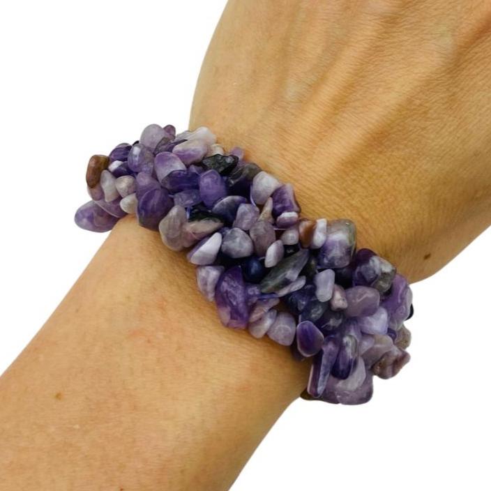 Multi Strand Amethyst Crystal Chip Bracelet for Peace - East Meets West USA