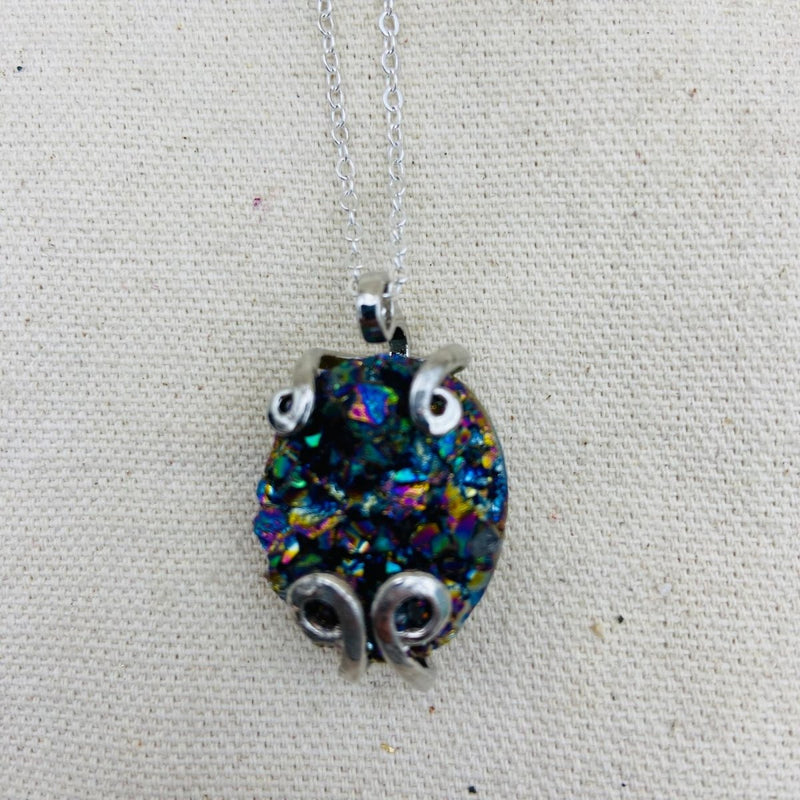 Peacock Aura Druzy Necklace - East Meets West USA