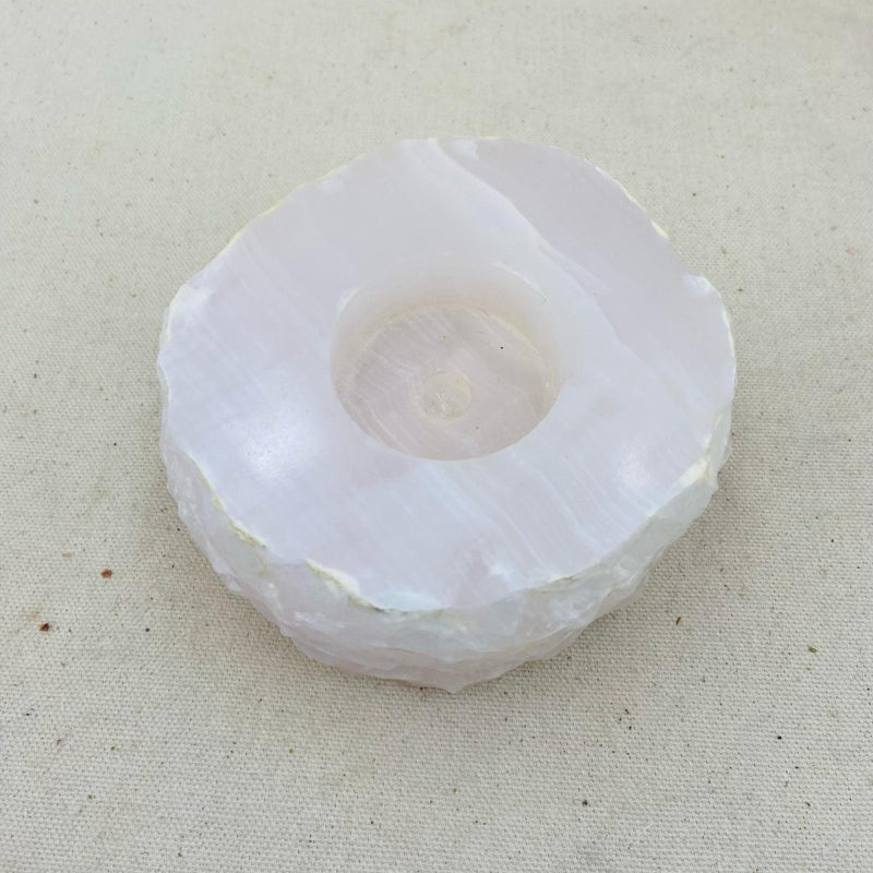 Pink Calcite Tealight Candle Holder