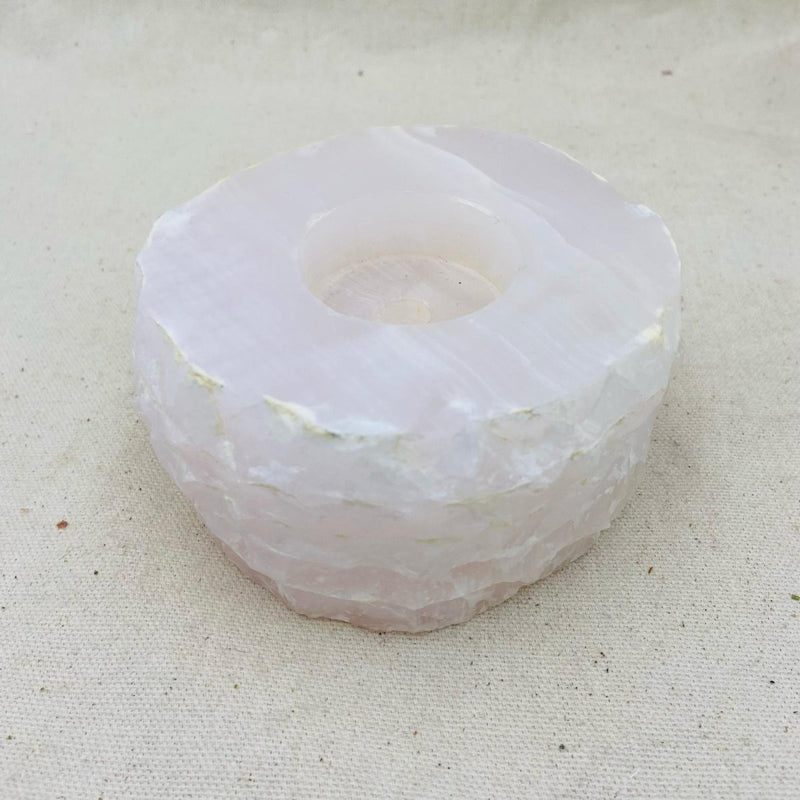 Pink Calcite Tealight Candle Holder