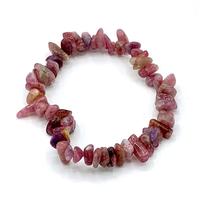 Pink Tourmaline Crystal Chip Bracelet for Healing